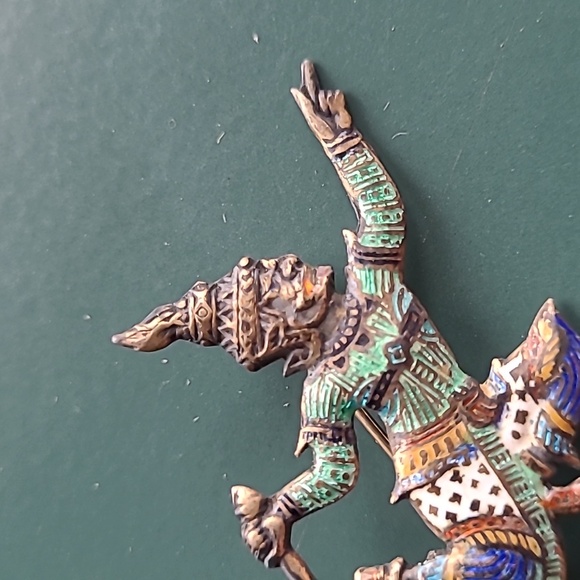 Rare Vintage 1940's Siam Ramasoon Thunder god Pin Brooch! Colored, Cute, COOL! - Picture 2 of 8